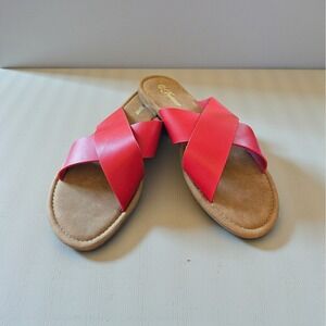 Forever Red Crisscross Slide Sandals Womens Size 10 Flat Open Toe Pasta-02 NEW
